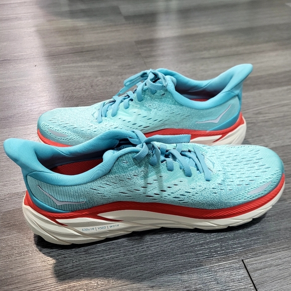 Hoka One One Clifton 8 Running Shoes Aquarelle/Eggshell - Picture 2 of 8